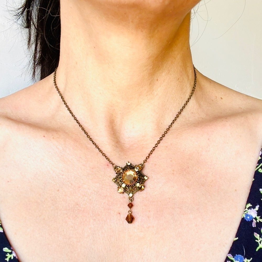 Vintage Robert Rose Rhinestone Necklace